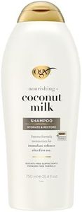 OGX Nourishing + Coconut Milk Shampoo, Hydrating & Restoring Shampoo Moisturizes for Soft Hair After the First Use, Paraben-Free, Sulfate-Free Surfactants, 25.4 fl. oz