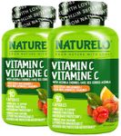 NATURELO Vitamin C with Organic Acerola Cherry Extract and Citrus Bioflavonoids - Vegan Supplement - Immune Support - 500 mg VIT C per Cap - Non-GMO - 90 Capsules (Pack of 2)