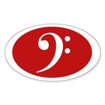 CafePress Bass Clef Sticker (Red) Oval Bumper Sticker, Euro Oval Car Decal