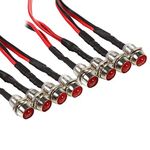 8 Pcs 12v LED Warning Light Indicator Lamp Car Van Boat Indicator Light Pilot Dash Bulbs Directional Lamp, 8mm (Red 8 PCS)