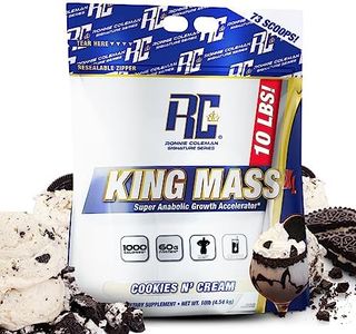 Ronnie Coleman Signature Series King Mass XL Mass Gainer Protein Powder, Muscle Gainer, 60g Protein, 180g Carbohydrates, 1,000+ Calories, Creatine and Glutamine, Cookies N' Cream, 10 Pound