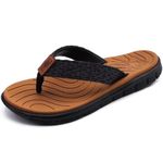 KuaiLu Womens Casual Flip Flops Comfortable Yoga Mat Arch Support Memory Foam Comfort Cushion Summer Beach Pool Slip on Walking Thong Sandals Ladies Orthotic Recovery Plantar Fasciitis Khaki Black 5