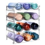 Water Bottle Organizer, Stackable Bottle Storage Rack, 4 Pack Water Bottle Holder for Cabinet Organization, Plastic Wine Racks/Drink Bottle Holder