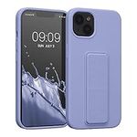 kwmobile Case Compatible with Apple iPhone 13 - Case with Hand Strap and Stand Soft TPU Silicone Coating - Lavender