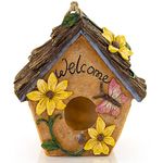 VP Home Hanging Bird Houses for Outside, Hand-Painted Bird Houses for Outdoors Decorative Birdhouses (Flower Garden Welcome)