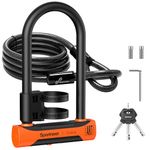 Sportneer Bike U Lock with Cable Certificated Super High Security 18mm Shackle Anti Theft Bicycle U-Lock with 12mm x1.8m Security Steel Cable&Mounting Bracket&3 Keys for for Bikes, Scooters, Motobikes