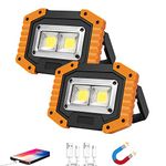 LED Work Light, OTYTY 2 COB 30W 1500LM Rechargeable Work Light, Portable FloodLights Magnetic LED Light for Outdoor Camping Hiking Emergency Car Repairing and Job Site Lighting 2PCS