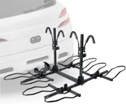 KAC Premium Bike Rack for Car, SUV, Hatchback Mount - Anti-Wobble Hitch & Quick Release Lever for Bikes - Heavy Duty Bicycle Carrier, Easy to Assemble/Install - Tire & Frame Straps Included (4 Bikes)