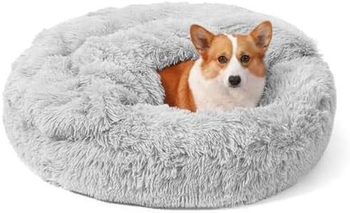 NOYAL Calming Dog Beds with Blanket Cave Donut Anti Anxiety Puppy Fluffy Bed Small Medium Dog Pet Cushions Pet Furniture