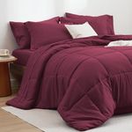 Bedsure Burgundy Full Size Comforter Set - 7 Pieces Solid Full Bed in a Bag, Full Bed Set Burgundy with Comforters, Sheets, Pillowcases & Shams