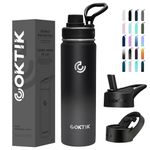 COKTIK Insulated Stainless Steel Water Bottle with Straw Lid, 22 oz Wide Mouth Double Wall Vacuum Insulated Water Bottle Leakproof Lightweight for Hiking, Biking, Running(Batman)