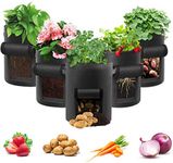 Potato Grow Bag, 5 Pack 15 Gallon Vegetable Grow Plant Bags Breathable Garden Growing Bag Planting Tomato Fabric Pots with Strap Handles and Access Flap for Vegetables, Fruits, Home Grow Bag (Black)