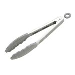 Wiltshire Silicone Kitchen Tongs 23cm, Cooking & Serving Tongs, Salad & BBQ Tongs, Stainless Steel, Heat-Resistant Utensil, Non-Stick, Non-Scratch Tip, Pebble Grey, 27x3.5x3.7cm