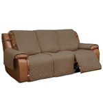 Easy-Going Loveseat Recliner Cover, Reversible Couch Cover for Double Recliner, Split Sofa Cover for Each Seat, Furniture Protector with Elastic Straps for Kids, Dogs, Pets (3 Seater, Camel)