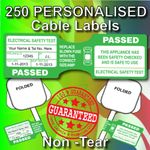 250 x TUFF PAT TEST Personalised PASSED Labels STRONG Quality Non-Rip,Waterproof Labels Once Attached Unless Heavily Tampered With These Labels Will Not Come Off Perfect For Harsh Environments 250 Labels Supplied On A Roll Label Size 109mm x 35mm (54.5mm x 35mm When Folded)