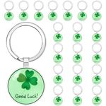 Rigidstone 20 x Clover Keychains, Lucky Charm Keychains Clover Good Luck Gift Charm for Examination Housewarming New Job Goodbye, green, S