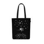 Eco Right Canvas Black Utility Tote Bags For Women With Zip, College Bag For Girls, 100% Organic Cotton Tote Bag For Shopping, Travel & Beach Bags For Women