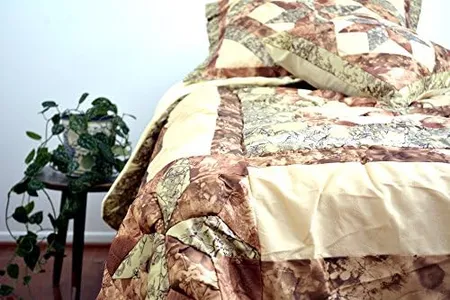 Tache Home Fashion Floral Patchwork Green Star-Crossed Thin Light Weight Medallion Comforter Quilt Set, Twin