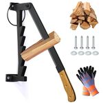 Wall Mounted Wood Splitter, Carbon Steel Kindling Splitter Log Wood Cracker with Wooden Handle, Portable Manual FireWood Kindling Splitter for Soft Wood, Camping, Barbecue, Indoor or Outdoor