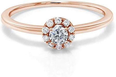 Gem Stone King 10K Rose Gold Lab Grown Diamond Engagement Ring For Women (0.15 Cttw, Round E-F Color, VS1-VS2 Clarity, Available in size 5, 6, 7, 8, 9)