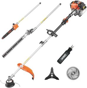 WORKIT 5-in-1 Petrol Garden Multi-Tool, 52cc 2-Stroke Gas Grass Trimmer 18", Hedge Trimmer, Chainsaw & Extension Pole – Easy Start System, Quick Attachment Change, Adjustable Harness Included