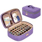 CURMIO Essential Oil Carrying Case for 40 Bottles Holder (5ml/0.17fl.oz to 30ml/1.0fl.oz), Essential Oils Storage Organizer with 2 Detachable Pouches and Handle, Patent Pending, Purple, Bag Only