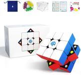 GAN 356 M, 3x3 Magnetic Speed Cube Stickerless 356M Magic Cube with Extra GES, Frosted Coated