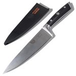 DALSTRONG Chef Knife - 8 inch Blade - Gladiator Series Elite - Forged HC German Steel Chef's Knife - Professional Full Tang Knife - Black G10 Handle - Sheath - NSF Certified