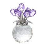 Purple Rose Flower Crystal Figurine with Vase, Bouquet Flowers Ornament Gifts for Wife Girlfriend Women , Handmade Crystal Flower Collectible Home Table Decor ​for Valentine's Day Wedding Anniversary