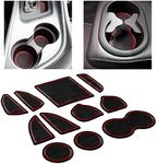 CupHolderHero fits Dodge Challenger Accessories 2015-2024 Premium Custom Interior Non-Slip Anti Dust Cup Holder Inserts, Center Console Liner Mats, Door Pocket Liners 11pc Set (Red Trim)