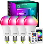 Alexa Compatible Smart Light Bulb Multicolor and White, Vanance A19 E27 10W 800Lumens WiFi & Bluetooth & Remote 3in1 RGBCW LED Smart Bulb, No Hub Required, Works with Alexa Google Home, 4Pack