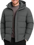 Yufawow Men Winter Hood Jacket Warm Puffer Coat Face Waterproof Light Rain Outwear Flannel Lined Sherpa Bomber Quilted Corduroy Suede Furry Puffy Moto Travel Short Hooded 32 Casual Stylish Grey