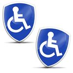 Biomar Labs 2 x Sticker 3D Gel Silicone Disabled Symbol Logo Wheelchair Wheelchair User Sign Sticker Car Motorcycle Bike Window Door KS 120