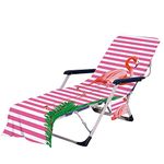 Beach Chair Cover with Pockets, Portable Beach Chair Towel for Outdoor Furniture Chaise Lounge Chair Towel Cover, Microfiber Terry Beach Towel for Pool Sun Lounger Sunbathing Vacation (Color : #2)