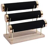 Aqerimit Jewelry Towers with Three Tier Racks, Detachable Black Velvet Gilt-edging Bracelet Display Stand