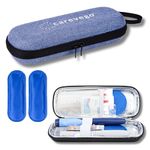 CareVego Ethylene Vinyl Acetate (Eva) Compact Insulin Cooling Bag Traveling With 2 Ice Packs For Insulin Pens [6H-8H] (Blue)