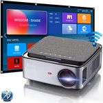 1080P Full HD Bluetooth WiFi Projector, 7500 Lumens Android 9 Projector, Support 4K & Side Projection & 4D Keystone, 100” Screen & Carry Bag & Screen Mirroring & Screen Control App