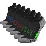 Closemate 6 Pairs Ankle Athletic Running Trainer Socks for Men Ladies Women Low Cut Wicking Sport Cushion Tab Mens Socks (2Red2Blue2Green, 9-12)