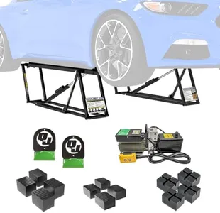 Official QuickJack 5000TLX Bundle – 5,000 lb Capacity Portable Car Lift with Extended Rails, Pinch Weld Blocks, and Wall Hangers for Home, Garage, Shop, or Mechanic Use