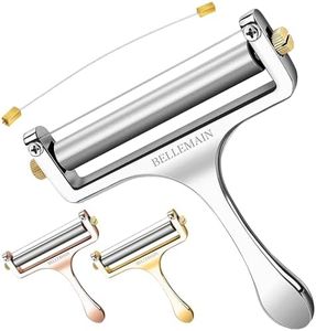 Bellemain Stainless Steel Wire Cheese Slicer - Hand Held Cutter for Cheddar, Gruyere, Raclette, Mozzarella Block, Adjustable Shaver, Thick & Thin Slicer, Curler (Silver)