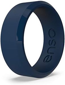 Enso Rings Bevel Classic Silicone Wedding Ring – Hypoallergenic Unisex Wedding Band – Comfortable Band for Active Lifestyle – 8mm Wide, 2.16mm Thick Navy Blue Size: 12