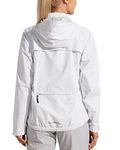 Willit Women's Cycling Running Jackets Rain Water Resistant Lightweight Windbreaker Hiking Bike Packable Hooded White S