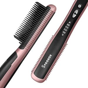 Hair Straightening Brush for Women - Ceramic Hair Straightening Brush Matte 6 Temperature Settings, Hot Brush Hair Straightener Anti Scald, 20 Mins Auto Shut Brush Straightener for Salon Styling