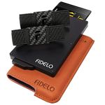 Fidelo Minimalist Wallet for Men-RFID Blocking Pop up Wallet Credit Card Holder, Slim Wallet made of 6063 Aluminum and Clip Holder with a Removable Leather Case-Desert Tan (Camel)