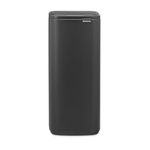 Brabantia Bo Touch Bin 30L (Mineral Infinite Gray), Space-Efficient and Rectangular Waste Bin with Soft-Touch Opening System, Easy to Clean Inner Bucket with Free PerfectFit Rubbish Bags Included