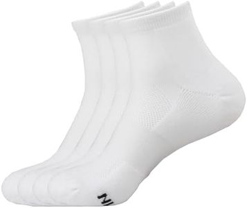 BambooMN Men's Bamboo Athletic Quarter Crew Sock for Home Travel Work and Sport - Extra Large - White - 4 Pairs