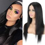 Peruvian Straight Lace Front Human Hair Wigs -Transparent Straight Hair Lace Front Wigs with Baby Hair for Black Women 13x6 T Part Lace Front Wigs 150% Density Natural Color 16 Inch
