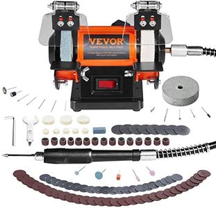 VEVOR Bench Buffer Polisher, Bench Buffer Grinder Polishing & Buffing Machine for Metal/Jewelry/Wood/Jade/Plastic/Silver DIY, with Wool/Abrasive Fiber Wheel/Grinding Wheel,100pcs Tools