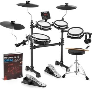 AKLOT B-CORE530 Electric Drum Set: Dual-Zone Quiet Mesh Drum Pads, 10’’ Dual-Trigger Cymbals, Height-Adjustable Rack, 360 Sounds, USB MIDI, Lesson Book, Throne, Sticks, Headphones