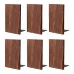 Muso Wood Walnut Bookends for Heavy Books, Wooden Book Ends for Shelves, Non-Skid Bookends for Office Home Desk 7.1"x4.7"x4.1"(3 Pairs)